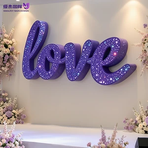 Support Logo Starry Fully Perforated Led Lighted Letters Signage Stainless Steel 304 for Wedding Party Custom Diamond Metal Sign