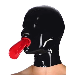 Latex Hood Cover Open Eye Band Red Mouth Cover Halloween Party Latex Hood