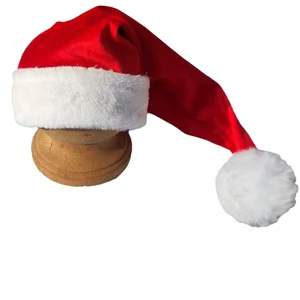Christmas Plush Long-tailed Red Hat Newborn Baby Red Velvet Christmas Santa Hat for Christmas New Year Festive Holiday Party