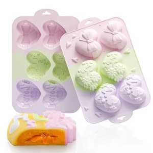 Customize New Macaron Color Heart Shaped Chocolate Mold Silicone Baking Mold Cake Tools