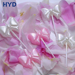 Wholesale Romance Style Paraffin Wax Pearlescent 3D Bow Knot Party Candles Aesthetic Ribbon Shape Cake Topper Wedding Baby Party