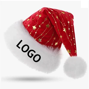 High Quality Customizable Adult Christmas Velvet Plush Hat Embroidered Logo Gold Hot Pressed Design Chinese Style Handwash Hat