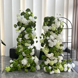 Artificial White Flower Wedding Arch 5-6ft Steel Frame Greenery Rose Style Durable Floral Backdrop for Wedding Decoration