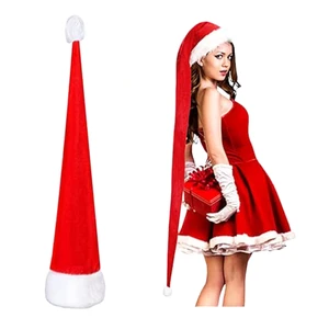 Luxury High Quality Extra Long Multi-colored Plush Soft Santa Hat Adults Kids Windproof Eco-Friendly Oversized Fit Christmas
