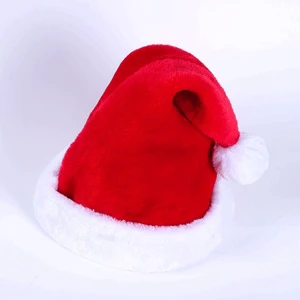 Christmas Santa Hat Xmas Hat Plush Velvet Red White Fur Pom Custom Wholesale Party Holiday Costume Headwear Decoration Winter