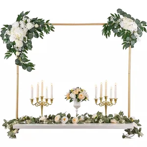 Adjustable 1.88*2.4M Gold Metal Wedding Arch for Party & Marriage Backdrop Stylish Promotional Party Supplies