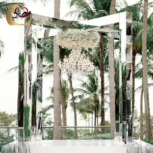 Outdoor Party Luxury Romantic&Elegant Silver Stainless Steel Arch Backdrop with Good Welding for Weddings