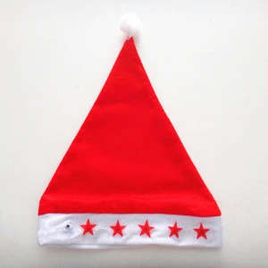 Hot Sale Classical Plush Felt Christmas Decoration LED Lighting Christmas Hat Santa Claus Hat
