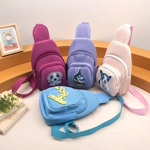 Glitter Sequin Unisex Kids Shiny PU Leather Water Proof Zipper Closure Crossbody Sling Bag Ribbed Design Waist Pack Party Gift