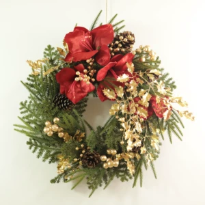 Luxury Artificial Christmas Wreath Decorative Garland Red Gold Green Front Door Hanging Xmas Party Supplies for Holiday