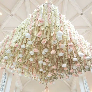 Venlando 2026 Wisteria Artificial Silk Flower Ceiling Decoration for Wedding Party Centerpieces Modern Design