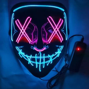 LED Light-Up PVC Full Face Multi Color Party Halloween Carnival Mask Rechargeable Luminous Funny Cosplay Supplies Costume Unisex