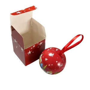 Factory Directly Food Grade Christmas Decoration Tin Bauble Chocolate Ball Tins Metal Tin Ball With Hanging Ribbon