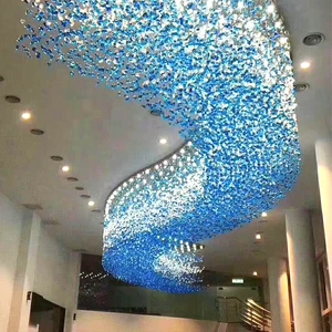 SHENGQIU Custom Large Modern Luxury LED Glass Crystal Chandelier Remote Decorative For Restaurant Hotel Lobby Factory Project