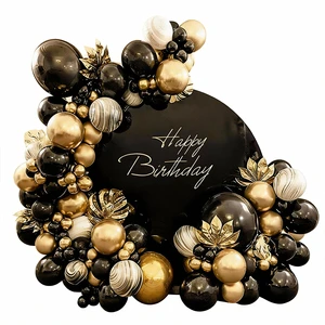 1 102pcs Black Gold Theme Latex Balloon Arch Kit for Birthday Valentine's Day Graduation New Year Decorations and Party Setup