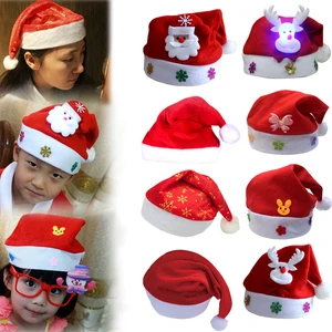 2025 Merry Christmas Models Factory Christmas Hat With Light High Quality Children Adult LED Santa Hats Christmas Decorations