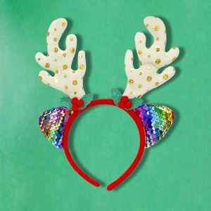 HUIXIN Trendy Christmas Headbands For Girls Elk Christmas Tree Snowman Glitter Head Band Sequin Christmas Hair Accessories