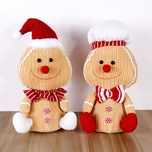 Wholesale Eco-Friendly 31cm Snowman Gingerbread Man Plush Doll Standing Ornament For Festive Kids' Xmas Gift & Holiday Decor