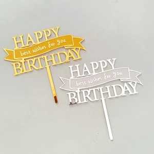 New Design Acrylic Happy Birthday Cake Topper Party Supplies Cake Decoration Best Wishes for You Cake Toppers