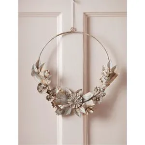Handmade Metal Floral Wall Wreath Decorative Iron Flower Hoop For Home Wedding Christmas Party Decor Vintage Gold Floral Garland