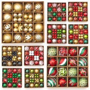 44pcs Set Christmas Ball Plastic Christmas Tree Pendant Hanging Decorations
