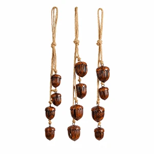 OEM Custom Acorn-Shaped Vintage Iron Bell Garland Jute Rope Rustic Hanging Ornament Christmas Tree Door Wreath Decor Weisita