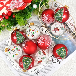 Hatty 7CM Unique Hand-Painted Glass Christmas Ornament Ball for Tree Decoration