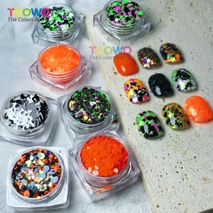 Black Orange Purple Halloween Chunky Mixed Shape Nail Art Glitter Sequins for DIY Nail Art and Parties-Factory Wholesale