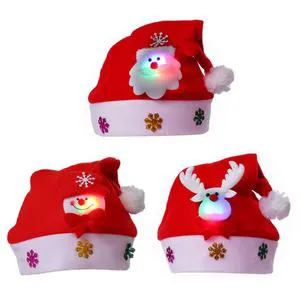 Merry Christmas LED Santa Hat Non-Woven Knit for Adults Kids and Children Festive Party Supplies for Winter Season