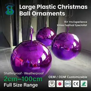 High Quality Glitter Large Decorative Balls 50/60cm Shopping Mall Hanging Decoration Custom Plastic Electroplated Ornaments