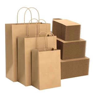 Custom Logo Printing Recyclable Wedding Gift Packaging Disposable Party Favor Kraft Paper Bag with Handle