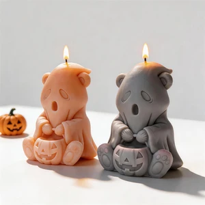 Jack O Lantern Ghost Silicone Mold Pumpkin Bear Soy Wax Candle Mold Spooky Resin Plaster Silicone Mould for Halloween Decor