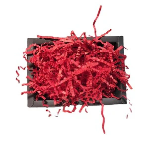 Red Shredded Paper Single-Sided Craft Crinkle Paper Starch Recyclable Wedding Gift Wrapping Photo Frame Gift