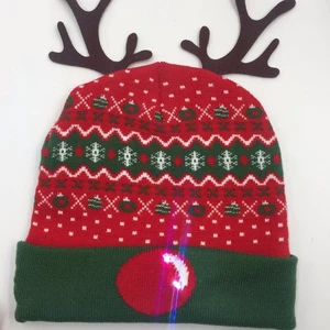 Winter Led Knitted Christmas Beanie Hat With Light