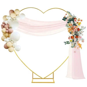 Heart Shaped Metal Arch Backdrop Stand with Base Love Balloon Arch Frame for Wedding Proposal Decorations