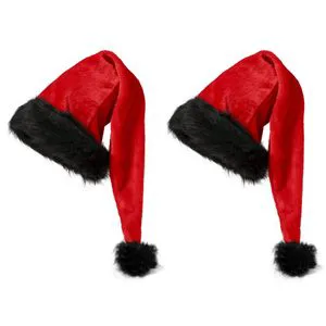 Hot Sale Adult Christmas Hat Long-Haired Red Black Thickened Plush for Atmosphere Props Decoration
