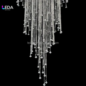 LEDA Hot Sale Acrylic Wedding Ceiling Chandelier Gold Frame Wedding Events Party Decoration Ceiling Chandelier