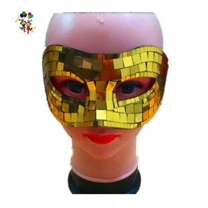 Gold Sequins Plastic Venetian Mardi Gras Masquerade Dance Party Masks HPC-0483