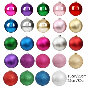Handmade 15/20/25/30CM Mirror/Matte/Glitter Shatterproof Plastic Balls Christmas Ornaments For Shopping Mall Decorative Tree