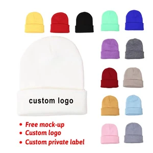 Wholesale Embroidered Knit Blank Skull Baby Kids Polyester Jacquard Winter Design Thermal Knitted Beanies Hat Custom Logo