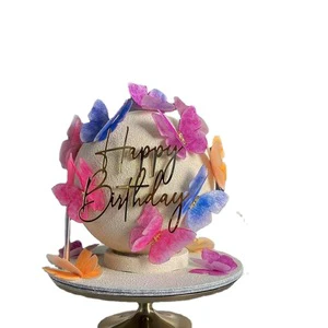 Side Face Plastic Acrylic Happy Birthday Cake Topper Decoration for Parties and Party Supplies