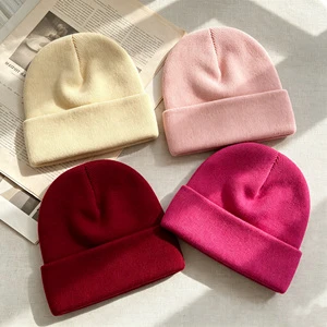 HKL0001 OEM ODM Factory Blank Long Cuff Acrylic Beanie For Striped Wholesale Unisex Warm Winter Knit Hat Custom Logo