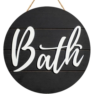 Modern Wood Bathroom Signage Rectangle Shape Wedding Decor HS HS-24Z1844 Foreign Customs Theme