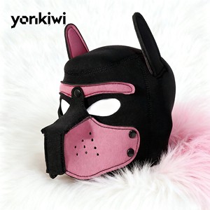 Full Face Cover Dog Head Mask Hood - BDSM Role Play Prop For Adult Nightclub Party