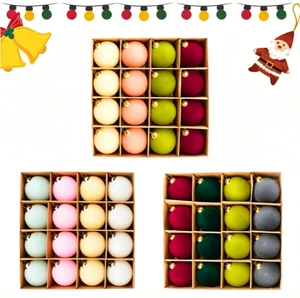 6cm 16Pcs Velvet Flocked Christmas Balls Hot Sale Christmas Gift Xmas Tree Ornament