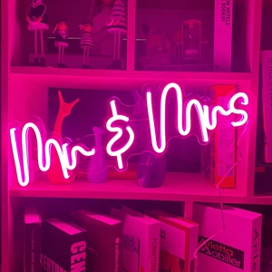 Custom Acrylic Neon Light Sign Free Design Mr and Mrs Neon Sign for Wedding Home Decor