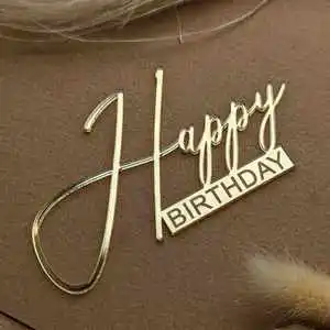 Happy Birthday Anniversary Acrylic Cake Topper Cute Crown Shape Cake Decorating Supplies for Christmas Occasions Direct Supplier