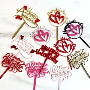 New Arrival Cross-Border Happy Valentine's Day Acrylic Cake Topper Cake Insert Decoration