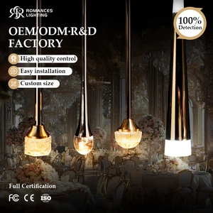 Modern Luxury Customized 5-heads Gold Electroplating Acrylic LED Chandelier Custom Creative Wedding Decor Ceiling Light