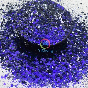 Wholesale Bulk Polyester PET Chameleon Sequins Crafts Party Purple Black Color Shift Glitter